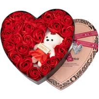 Generisch Soap Rose Flower Gift Box, Infinity Rose for Valentine's Day, Heart Shaped Gift Box with Artificial Soap Flowers and Rose Bouquet