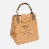 Large Capacity Kraft Paper Lunch Pack Waterproof Food Thermal Handbag Insulated Tote Bag  Women