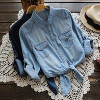 Women's Korean Style Short-Sleeve Denim Jacket & Shawl 3XL