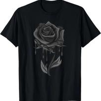 Beautiful Black Rose Goth Gothic Dark Arts Magic T-Shirt S