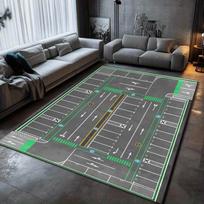 Airport Runway Airplane Play Mat City Airport Soft Non-Slip Carpet Educational Aviation Home Decor for Playroom Bedroom 40X60CM