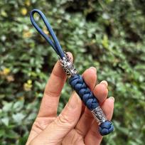 Handmade Viking Ram Head Blue Paracord Keychain 14 cm Approx.