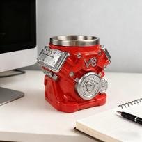 Personalized V8 Engine Mug - Resin & Stainless Steel Coffee/Beer Cup