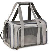 Pet Dog Carrier Bag Soft Side Backpack Cat Pet Carriers Dog Travel Bags Airline Approved Transport For Small Dogs Cats Outgoing (Gray,S(40 25 25CM)) pilka spalva
