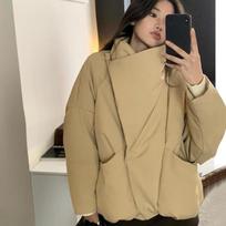 New Large Lapel Cotton Clothes Women's Loose Thickened Bread Clothes Jacket Fashion High-end Cotton-padded Clothes S