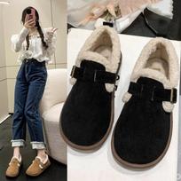 Autumn Winter New Large Thick Bottom with Cotton Thickened Women's Cotton Shoes One Step Full Pack Flat Bottomed Women's Boots 42
