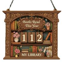 Wooden Books Read Tracker Books Read This Year Book Lovers Reading Counter Gift Reading Challenge Tracker Home Library Decor tamsiai žalia spalva