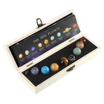 9 Planets Gift Box Natural Crystal Ball Ore Specimen Galaxy Quartz System Stone Solar Memor Astronomy Gift Model Line Colle W7R4