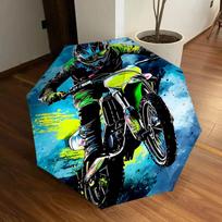 Motocross Rider Splash Art Print Umbrella - Automatic Opening & Closing, Portable Folding Design, 8-Rib Iron Frame, Outdoor Rain Gear, Ideal
