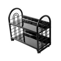 Plastic Double Layer Storage Rack Large Capacity Space Saving Bathroom Storage Rack Simple Desktop Organizer Shelf for Kitchen