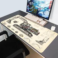 HYBXAXC Retro Construction Excavator Blueprint Mouse Pad Engineering Art NonSlip Desk Mat for Office 400x800x2mm