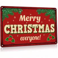 Vintage Metal Christmas Sign Farmhouse Wall Art Indoor Outdoor Holiday Decoration