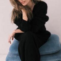 Imitation Mink Wool Knitted Sweater Cardigan Europe And The United States 2025 Autumn And Winter Lazy Loose Long-sleeved V-neck Sweater Jacket Women One Size
