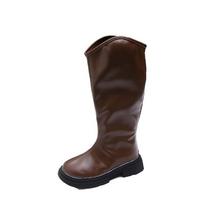 Girls High Boots Korean Style  Fashion boots Elegant 2024 Autumn New Kids Size Knight Boots Non-slip Children Princess Shoes 26
