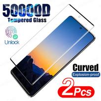 Vidro temperado curvo para Samsung, protetor de tela, Samsung Galaxy S24, S22, S23, S21, S20 Plus, Ultra FE, Nota 10, 9, 20 Plus, S9, S10, 2pcs Note 8