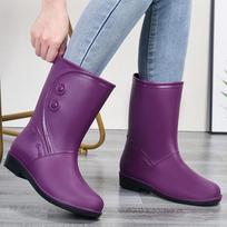 Rain Boots Women's Summer Waterproof Mid-Tube Low Heel Non-Slip Outdoor Fashion Car Wash Kitchen Work Rain Boots Size 36-40 36