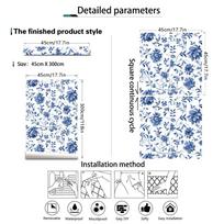 Floral Peel and Stick Wallpaper Boho Multicolor Flower Self Adhesive Removable Wallpaper for Bedroom Cabinets Decor Vinyl Roll 45x300cm