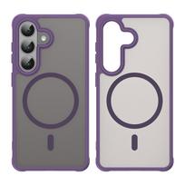 Luxury Frosted Translucent Armor Magnetic Case for Samsung S26 S25 Edge S24 Plus FE Ultra A55 A26 A35 A56 A07 A17 A16 A36 Cover Galaxy A16 violetinė