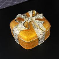 Girl diamond-set powder flash bow jewelry box, home ornament jewelry storage, flip cover dust-proof high-value jewelry box 7.8*7.5*4.6