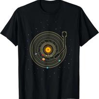 Vinyl Record Solar System Space & Planets _ Science & Music T-Shirt S
