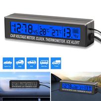 4 viename Laikrodis Kalendorius Termometras Automobilio daugiafunkcis spalvotas ekrano įtampa su LCD laiko data, automobilio lauko temperatūros ekranu black