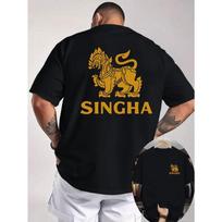 European sizes Thai Divine Lion T-shirt, Featuring Traditional Thai Divine Lion Pattern Prints on the Front and Back, Designed in Thai Cultural Style S