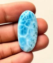 Aqua Larimar Oval Cabochon Gemstone (6 Grams) | Blue Dominican Larimar Cab | Jewelry Making Stones 33 × 16 × 5 mm mėlyna