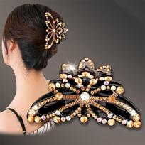 Crystal Embellished Butterfly Hair Claw Clip Large Rhinestone Hair Clamp for Women Girls Mesh Design Hair Accessory Side Clip one size