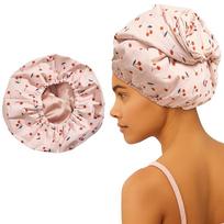 Waterproof Women Show Caps Three Layer Large Shower Caps Shower Cap  for Long Thick Hair Soft Bath cherry