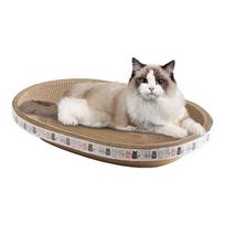 Oval Cat Scratching Pad Bed Made of Corrugated Cardboard Durable and Lightweight Cat Lounge 43x26cm Suitable for Indoor Use One Size