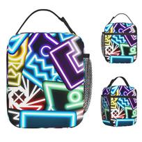Geometry Gaming Dashed Lunch Bag Kawaii Lunch Box For Girls Picnic Portable Insulated Cooler Bag Oxford  Thermal Tote Handbags One Size