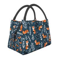 Cute Woodland Foxes Thermal Lunch Bag for Women Girls Kids Reusable Insulated Lunch Box for Work Picnic Travel School Gifts One Size