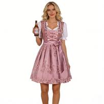 Moteriškas Oktoberfest kostiumas su nėriniais, retro bavariškas, skirtas pasirodymams scenoje ir vakarėliams L rožinė
