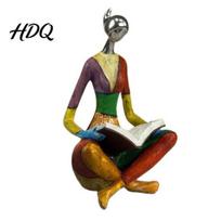 Elegant Study Room Accessories Abstract Reading Woman Statue Metallic Head Colorful Lady Sculpture Thoughtful Gifts for Women Modern Artistic