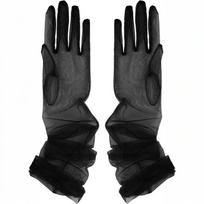 55cm Seksualios Plonos Tuščiavidurės Skaidrios Ilgos Pirštinės Vienspalvės Tinklinio Siūlo Tinklelis Moterims Vyrams Pasirodymui Šventei Elastingumas Cosplay A1 black