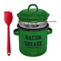 Bacon Grease Container with Strainer Scraper 46oz Ceramic Grease Saver 46oz Retro