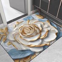 Europe Relief Effect Flowers Carpet Living Room Sofa Bedroom Bedside Study Entrance Door Rug Non-slip Light Luxury Decor Mat 40x60cm