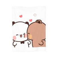 Cartoon Print Bear and Pa Blanket Cute Bubu Dudu Series Kids Warm Flannel Soft Comfortable Home Bed Blanket 30x40in
