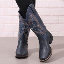Western Cowboy Boots For Women Mid Calf Boot Snip Toe Chunky Heel 42