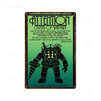 Šaudyklės žaidimas Bioshock skardinis ženklas Infinite Aukštos kokybės Retro Metalinės plokštelės Vintažinis sienų menas Geležies tapyba namų baro dekoravimui 20x30cm（7.8x11.8inch）