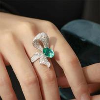 Luxury Green CZ Rings for Bridal Ceremony Party Fashion Sterling Silver Accessories Personality Women's Rings Statement 6 sidabras