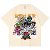 230 Gsm 100% Cotton Saint Seiya V1 Print Unisex Heavy Cotton T Shirt XS abrikosas