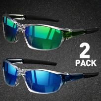 2pcs Sports Sunglasses for Men Lightweight Night Vision Male Shades Cycling Driving Fishing Fashion Mirror Sunglasses
