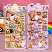 Cartoon 2Sheets Sticker 3D Pvc Hollow Puffy Squishy Rabbit Capybara Bear For Phone Case Laptop Decoration Journal Diy Collage
