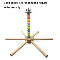 Bird Supplies Wood Rotating Bird Perch Large Size Colorful Beads Hanging Bird Stand Detachable Parrot Play Rack DIY