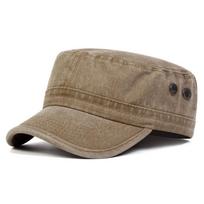 Vintage Washed Cotton Flat Cap Adjustable Breathable Summer Visor Hat With Air Hole Soft Trucker Hat gray