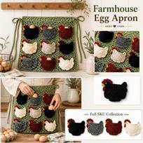 Hand Knit with Egg Pockets - Kitchen for Egg Collecting - Gardening, Cooking, Unisex One Size