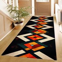 Retro Color Block Runner Rug Mid Century Modern Abstract Carpet Colorful Hallway Geometric Rug Red Teal Mustard Long Area Rug 40X120CM