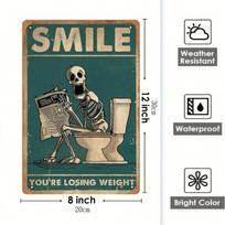 Skeleton Metal Wall Art Vintage Gothic Home Decor Bar Bathroom Sign 20x30