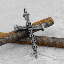 Hip Hop Viking Necklace Stainless Steel Cross Skull Pendant Nordic Odin Valknut Jewelry for Men